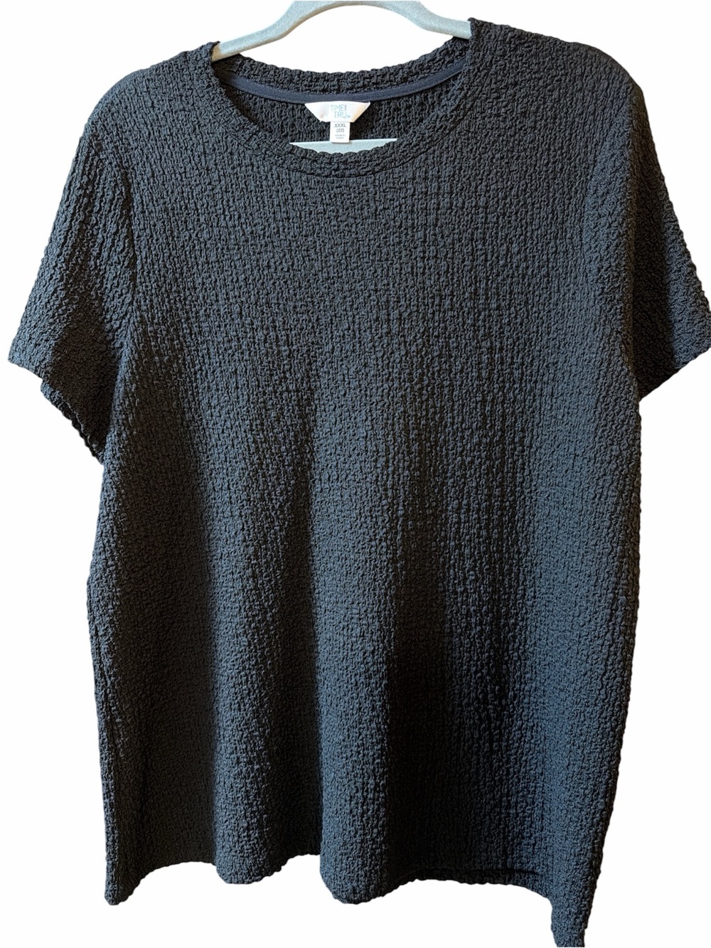 Time and Tru Black Textured Short Sleeve Tunic XXXL